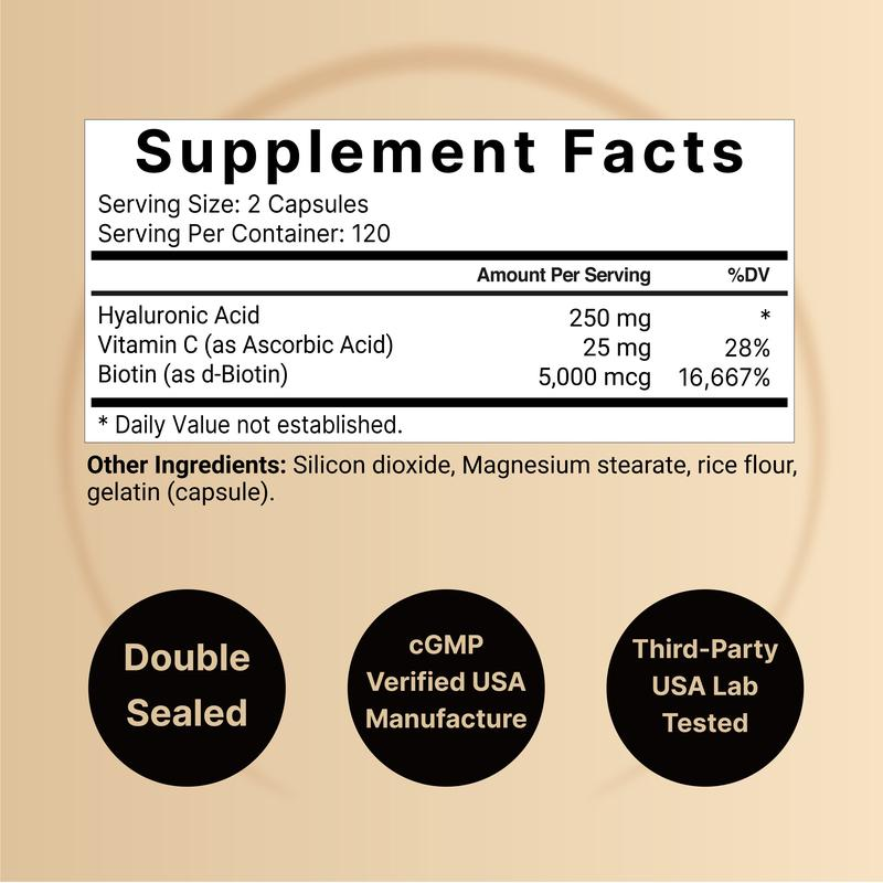 Hyaluronic Acid Supplements 250Mg | 240 Capsules